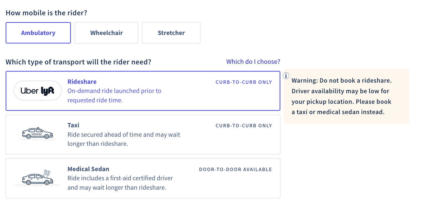 Rideshare warning message Rideshare warning message
